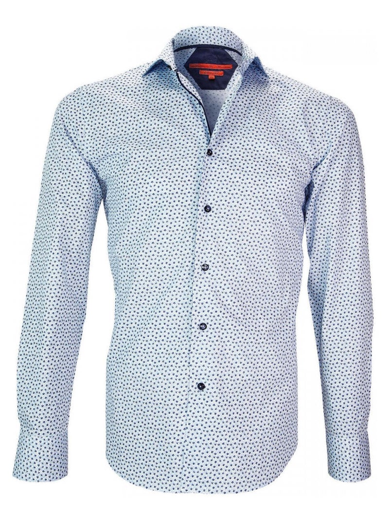 Chemise homme imprimée coupe cintrée GLASGOW Andrew Mac Allister Bleu , Bleu , 41 Bleu Bleu - Kiabi