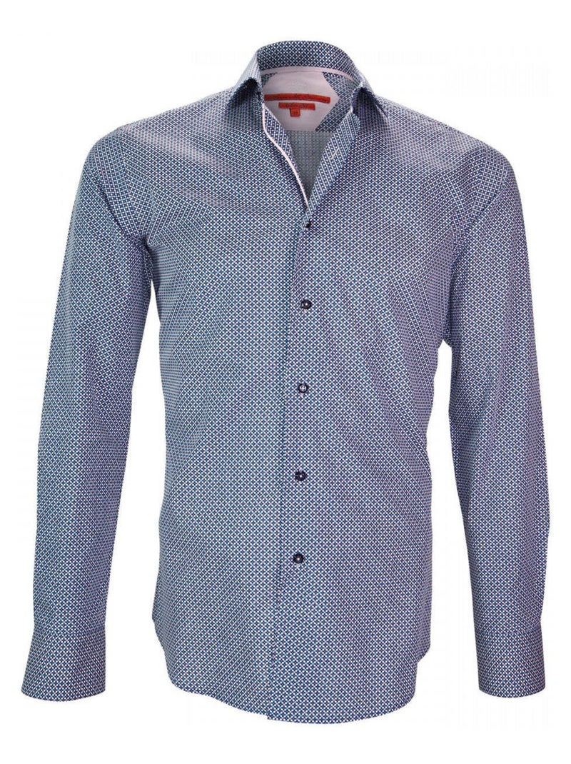 Chemise homme imprimée coupe cintrée GLASGOW Andrew Mac Allister Bleu , Bleu , 42 Bleu Bleu - Kiabi