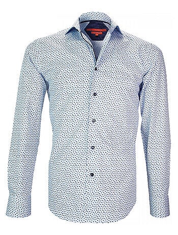 Chemise homme imprimée coupe cintrée GLASGOW Andrew Mac Allister Bleu , 44
