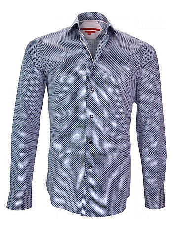 Chemise homme imprimée coupe cintrée GLASGOW Andrew Mac Allister Bleu , 44