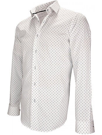 Chemise homme imprimée coupe cintrée KILBURNA Andrew Mac Allister Blanc , 40