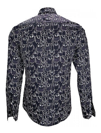 Chemise homme imprimée coupe cintrée MONSTER Andrew Mac Allister Bleu , 39