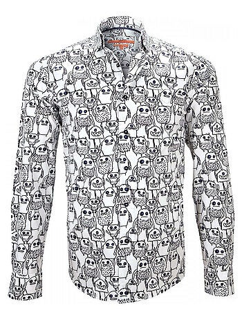 Chemise homme imprimée coupe cintrée MONSTER Andrew Mac Allister Bleu , 39