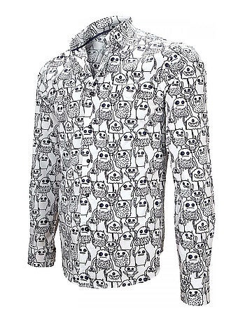 Chemise homme imprimée coupe cintrée MONSTER Andrew Mac Allister Bleu , 39