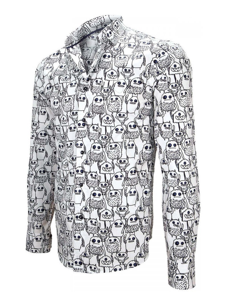 Chemise homme imprimée coupe cintrée MONSTER Andrew Mac Allister Blanc , 41 Blanc - Kiabi