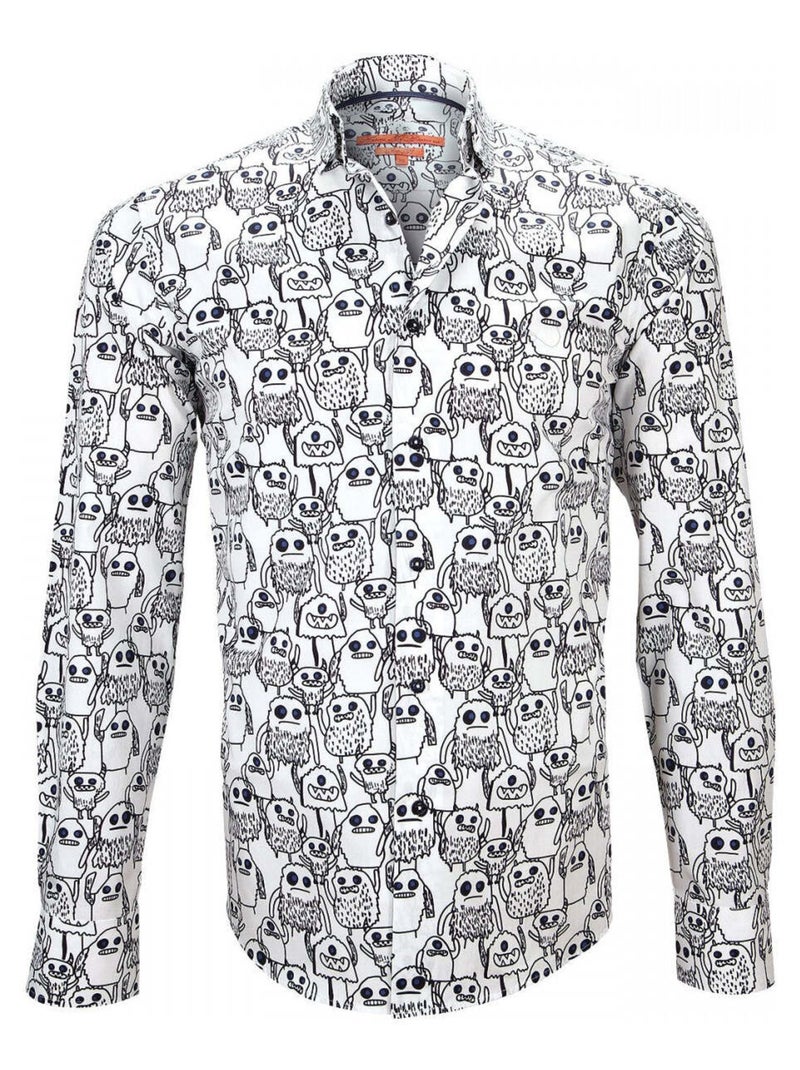 Chemise homme imprimée coupe cintrée MONSTER Andrew Mac Allister Blanc - Kiabi