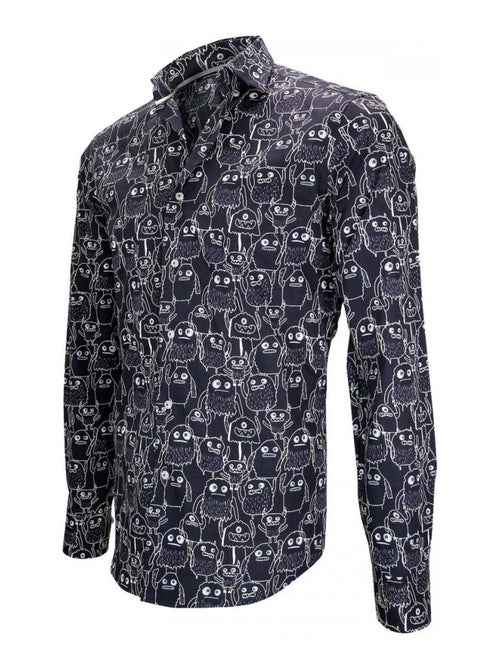 Chemise homme imprimée coupe cintrée MONSTER Andrew Mac Allister Bleu , 39 - Kiabi