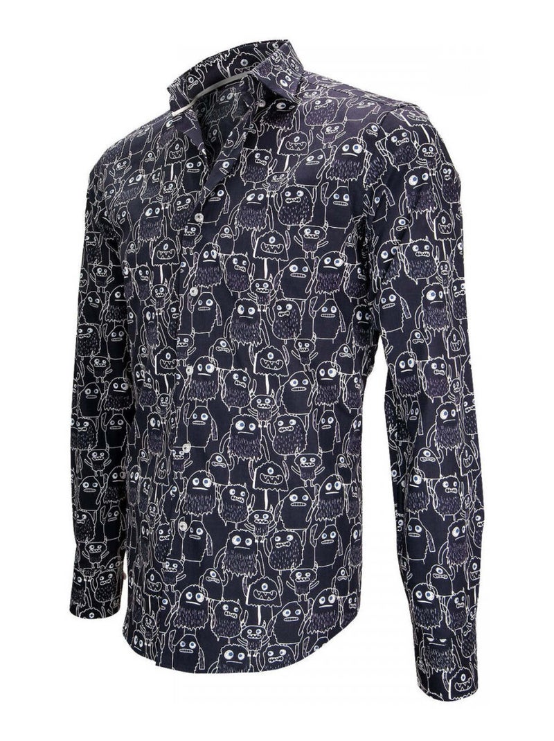 Chemise homme imprimée coupe cintrée MONSTER Andrew Mac Allister Bleu , 39 Bleu - Kiabi