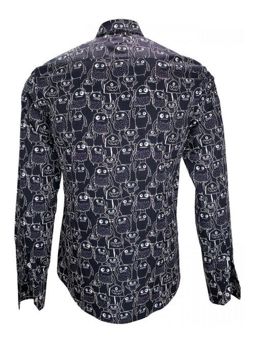 Chemise homme imprimée coupe cintrée MONSTER Andrew Mac Allister Bleu , 39 - Kiabi