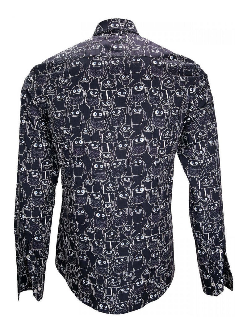 Chemise homme imprimée coupe cintrée MONSTER Andrew Mac Allister Bleu , 39 Bleu - Kiabi