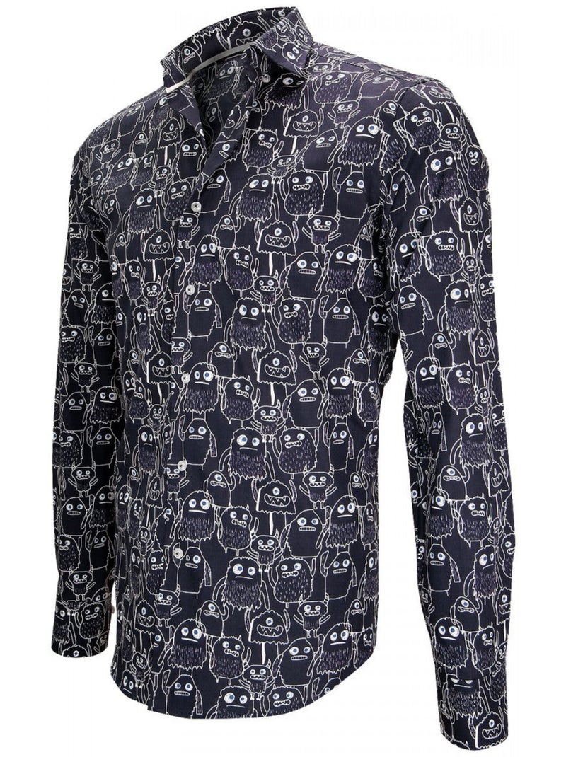 Chemise homme imprimée coupe cintrée MONSTER Andrew Mac Allister Bleu , 44 Bleu - Kiabi