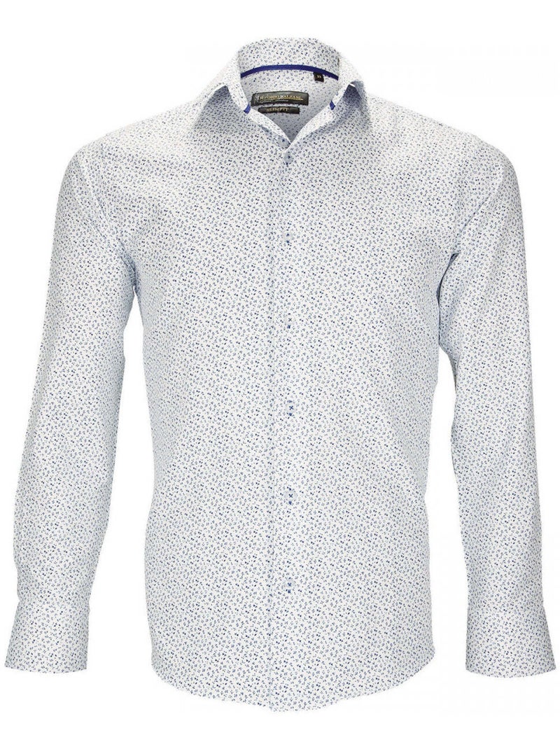 Chemise homme liberty coupe cintrée SANGIOVESE Emporio balzani Blanc , Bleu , 42 Blanc Bleu - Kiabi