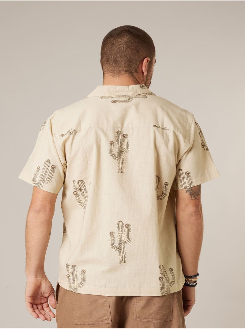 Chemise homme manches courtes 100% coton 'deeluxe' Beige clair - Kiabi