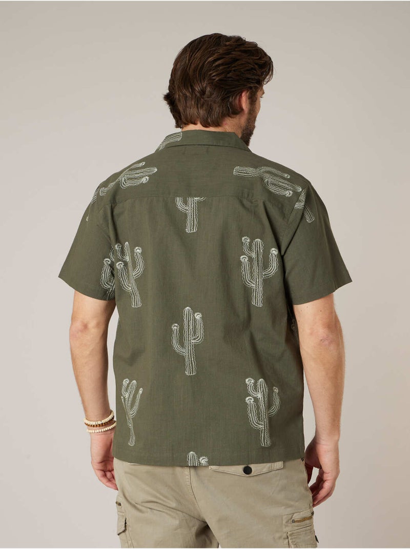 Chemise homme manches courtes 100% coton 'Deeluxe' Kaki - Kiabi