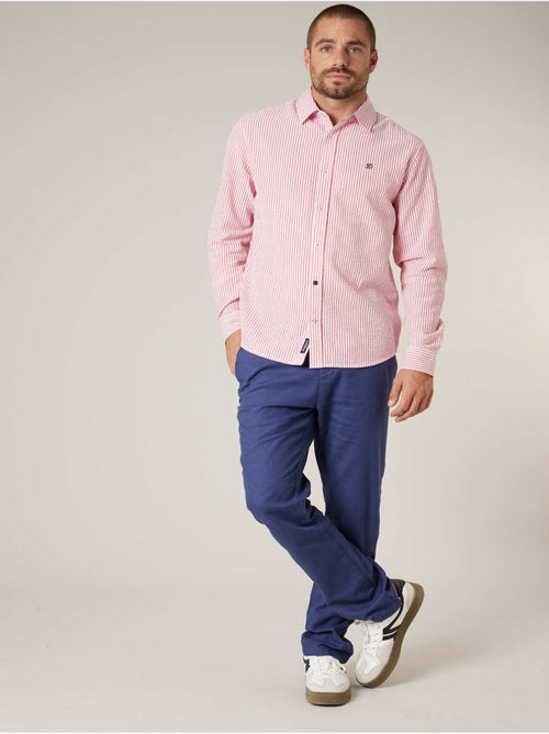 Chemise homme manches courtes en coton seersucker rayé 'Deeluxe' - Kiabi