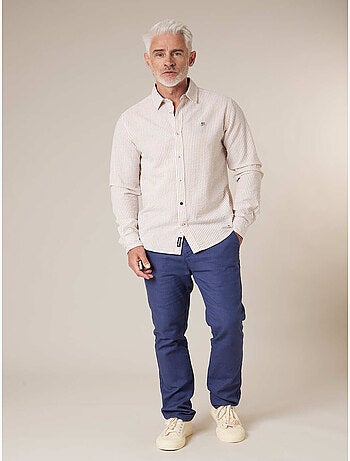 Chemise homme manches courtes en coton seersucker rayé 'Deeluxe'