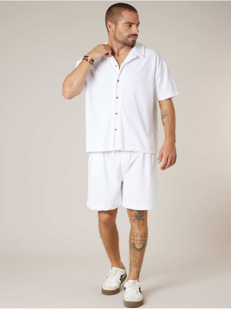 Chemise homme manches courtes en éponge de coton 'Deeluxe' Blanc - Kiabi