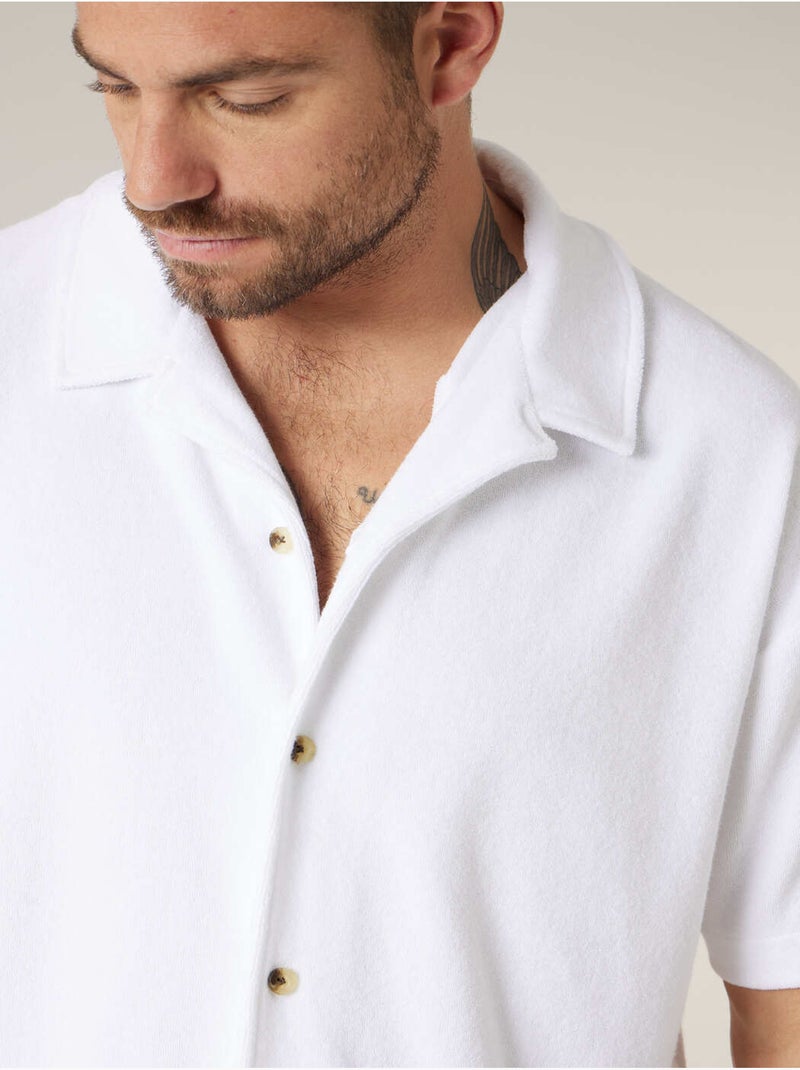 Chemise homme manches courtes en éponge de coton 'Deeluxe' Blanc - Kiabi