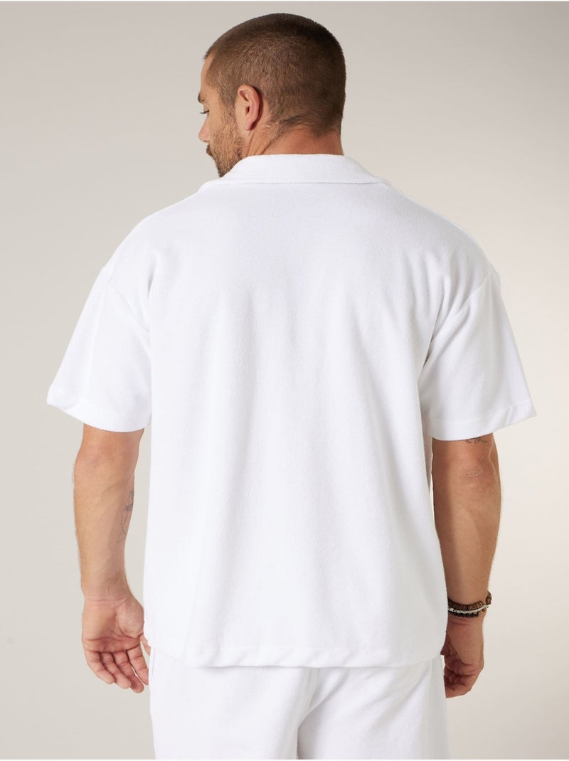 Chemise homme manches courtes en éponge de coton 'Deeluxe' Blanc - Kiabi