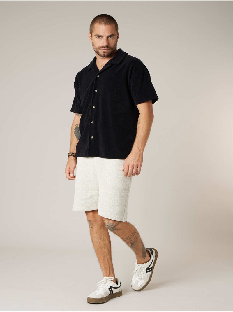 Chemise homme manches courtes en éponge de coton 'Deeluxe' Noir - Kiabi