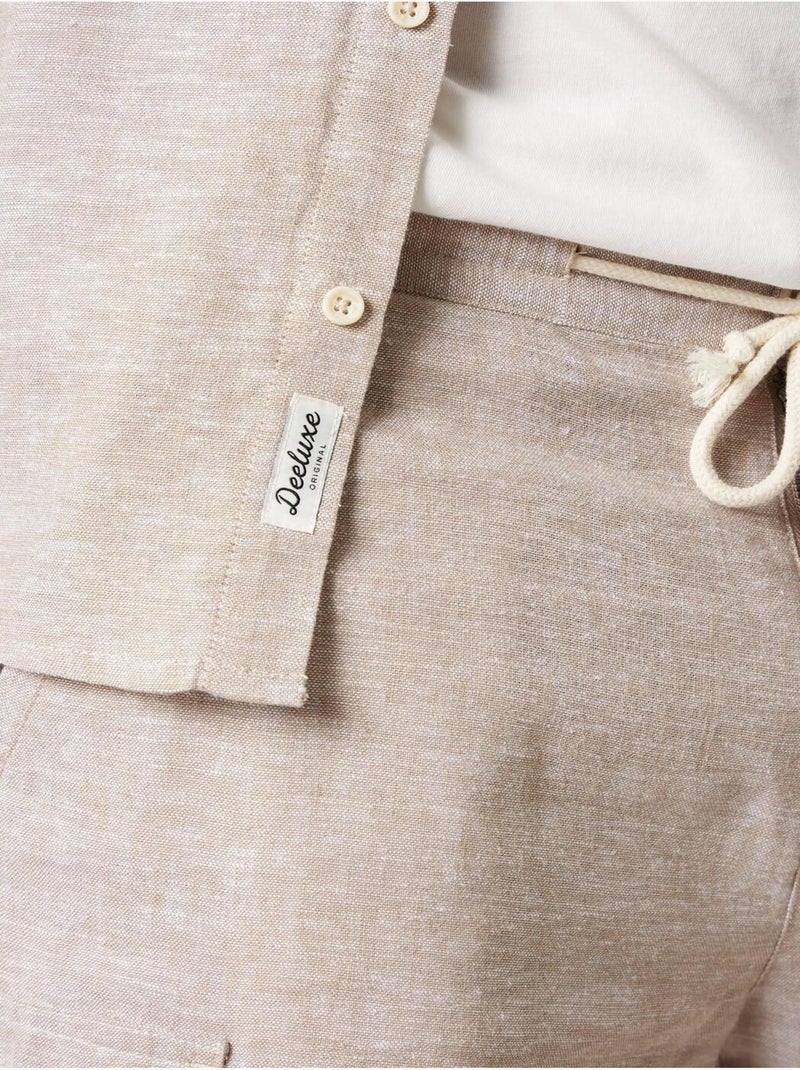 Chemise homme manches courtes en lin mélangé 'Deeluxe' Beige coquille - Kiabi