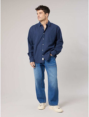 Chemise homme manches courtes en lin mélangé 'Deeluxe'