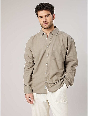 Chemise homme manches courtes en lin mélangé 'Deeluxe'