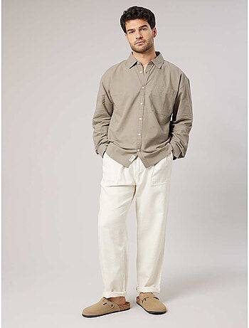 Chemise homme manches courtes en lin mélangé 'Deeluxe'