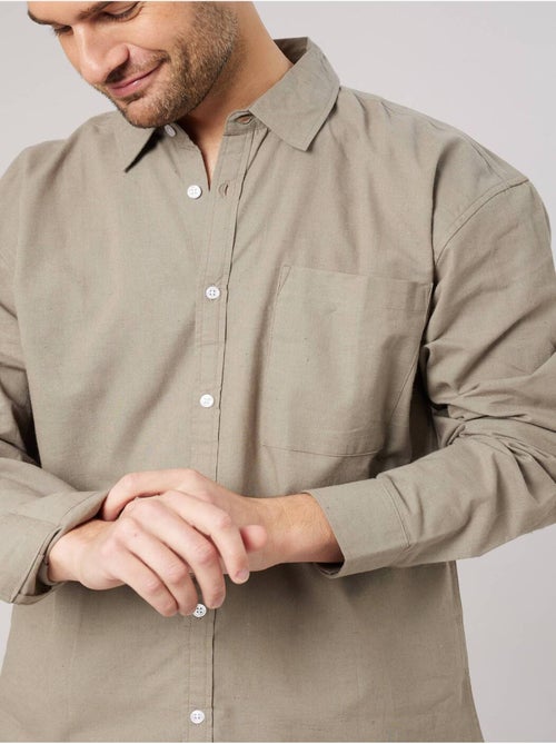 Chemise homme manches courtes en lin mélangé 'Deeluxe' - Kiabi