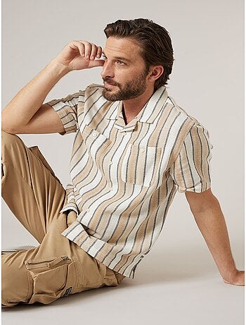 Chemise homme manches courtes grosses rayures en coton 'Deeluxe'