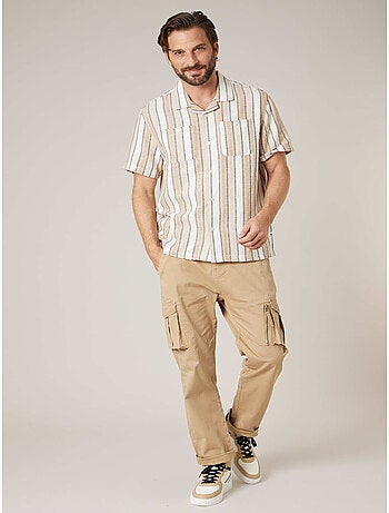 Chemise homme manches courtes grosses rayures en coton 'Deeluxe'