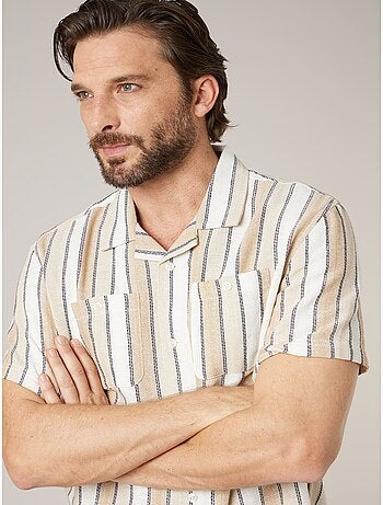 Chemise homme manches courtes grosses rayures en coton 'Deeluxe'
