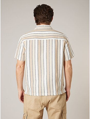Chemise homme manches courtes grosses rayures en coton 'Deeluxe'