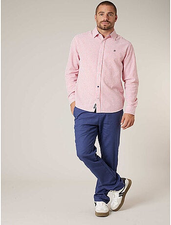 Chemise homme manches longues en coton seersucker rayé 'Deeluxe'