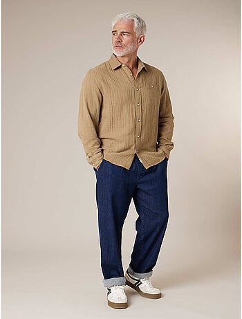 Chemise homme manches longues en gaze de coton 'Deeluxe'