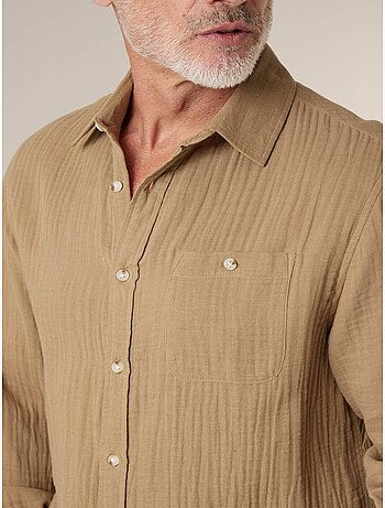 Chemise homme manches longues en gaze de coton 'Deeluxe'