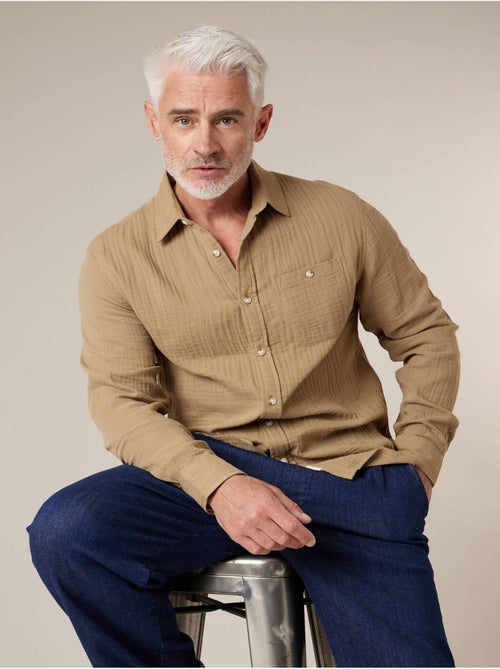 Chemise homme manches longues en gaze de coton 'Deeluxe' - Kiabi