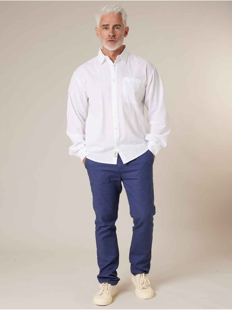 Chemise homme manches LONGUES en lin mélangé 'Deeluxe' Blanc - Kiabi