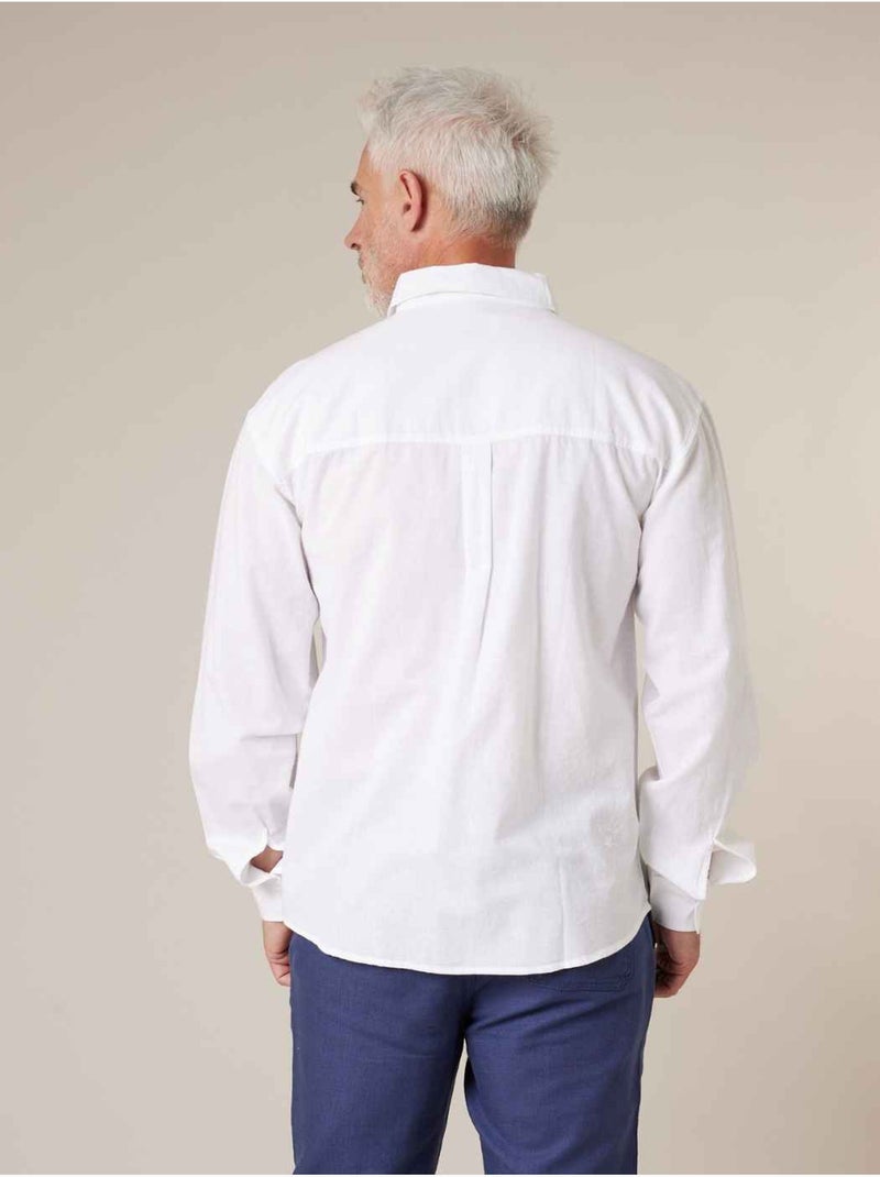 Chemise homme manches LONGUES en lin mélangé 'Deeluxe' Blanc - Kiabi