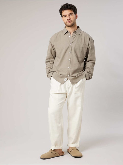 Chemise homme manches LONGUES en lin mélangé 'Deeluxe' - Kiabi