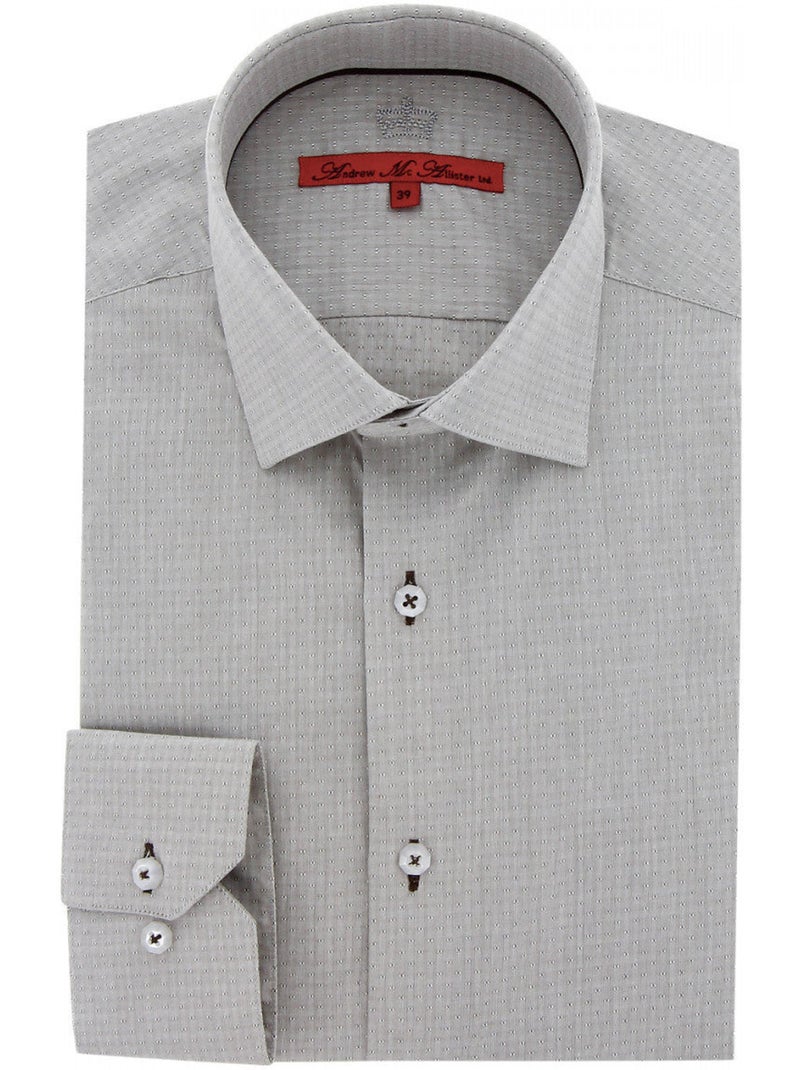Chemise homme micro-motifs brodés coupe droite GREYTERN Andrew Mac Allister Gris - Kiabi