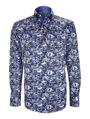 Chemise homme mode à coudières coupe cintrée UGO Emporio balzani Bleu , Blanc , 38