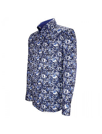 Chemise homme mode à coudières coupe cintrée UGO Emporio balzani Bleu , Blanc , 38