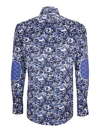 Chemise homme mode à coudières coupe cintrée UGO Emporio balzani Bleu , Blanc , 38