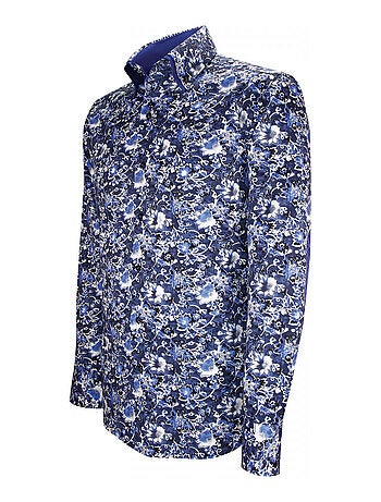 Chemise homme mode à coudières coupe cintrée UGO Emporio balzani Bleu , Blanc , 38