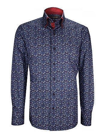 Chemise homme mode à coudières coupe cintrée UGO Emporio balzani Bleu , Blanc , 38