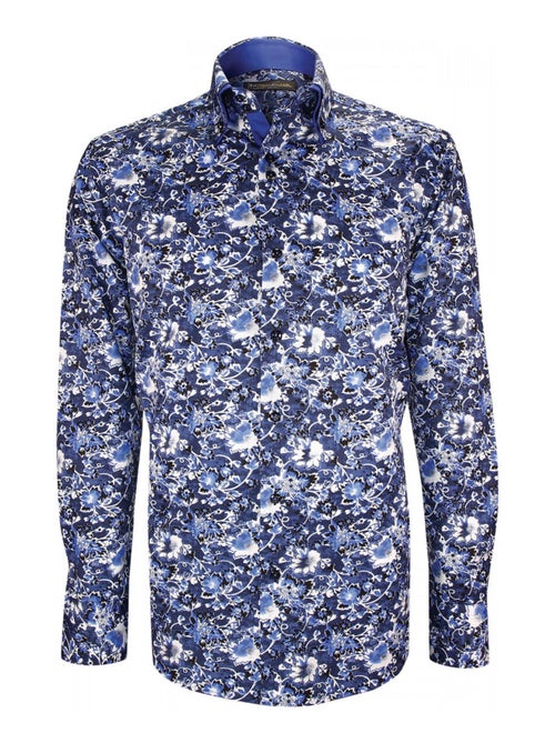 Chemise homme mode à coudières coupe cintrée UGO Emporio balzani Bleu , Blanc , 38 - Kiabi