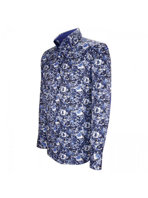 Chemise homme mode à coudières coupe cintrée UGO Emporio balzani Bleu , Blanc , 38 - Kiabi