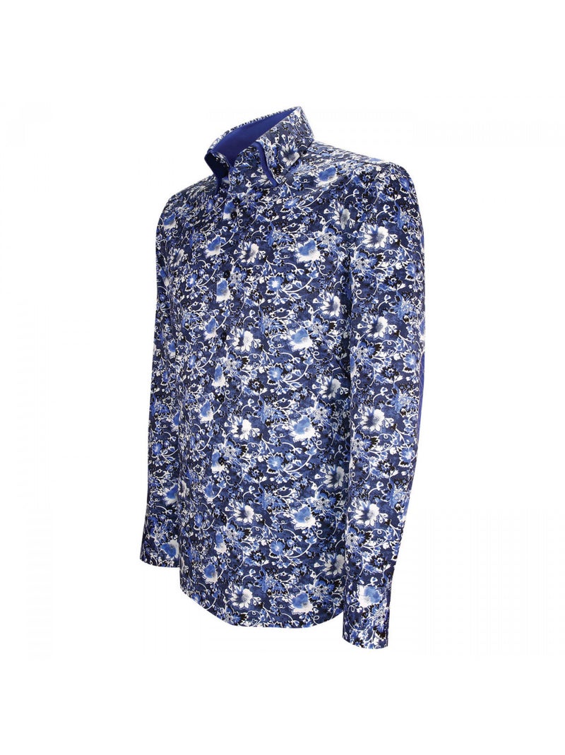 Chemise homme mode à coudières coupe cintrée UGO Emporio balzani Bleu , Blanc , 38 Bleu Blanc - Kiabi