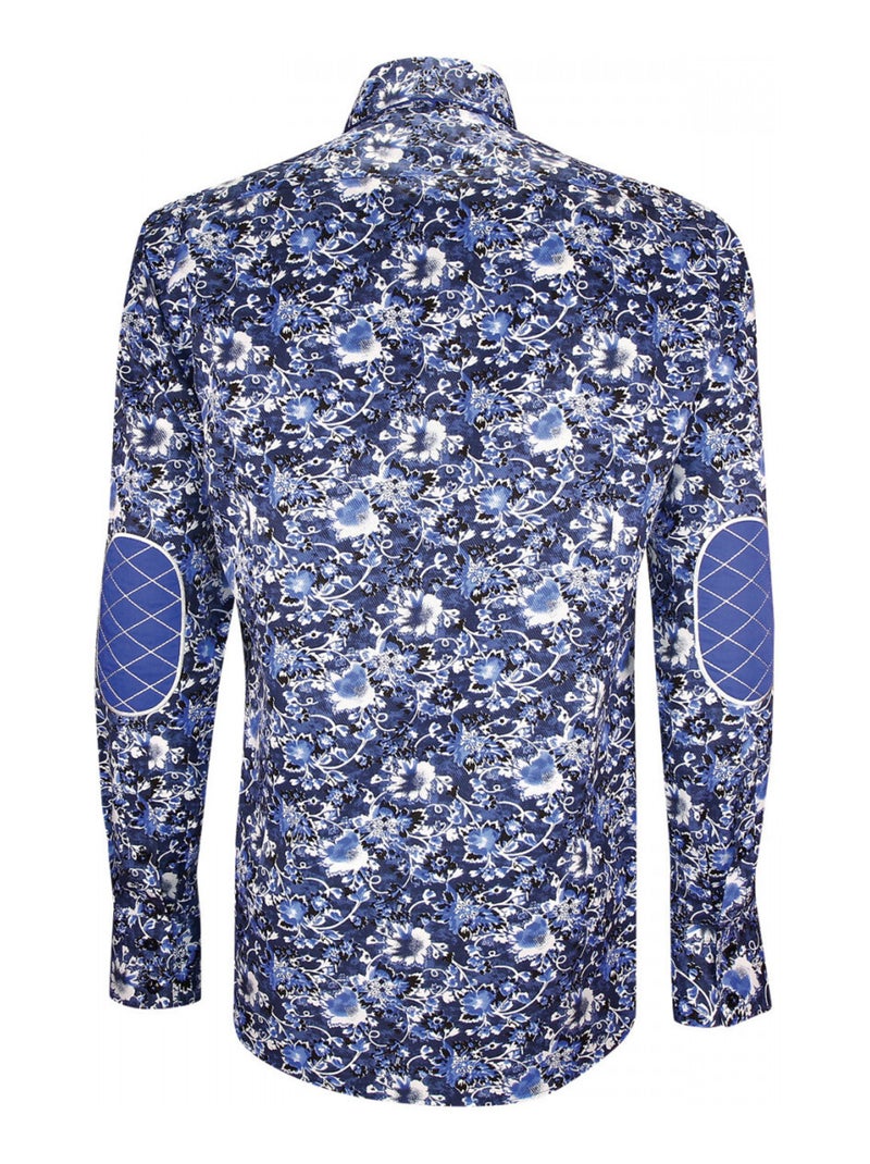 Chemise homme mode à coudières coupe cintrée UGO Emporio balzani Bleu , Blanc , 38 Bleu Blanc - Kiabi